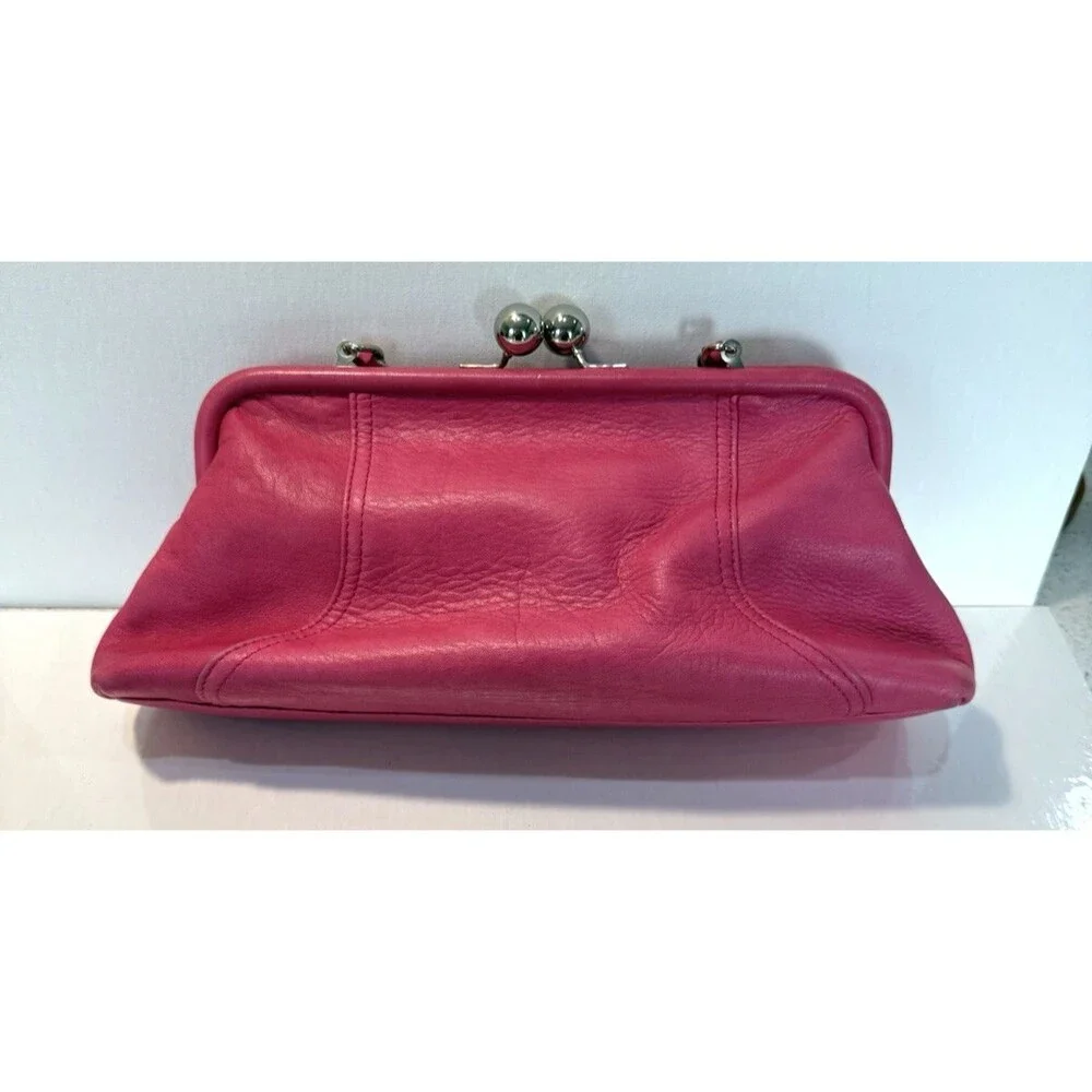 TIGNANELLO Pink Leather Kisslock Closure Handbag With Chain Leather Strap